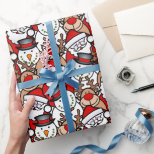 Festive Funny Santa Claus Christmas Holiday Wrapping Paper