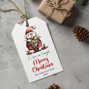 Festive Funny Santa Hand Drawn Gift Tag
