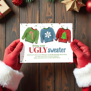 Festive Funny Ugly Sweater Christmas  Invitation