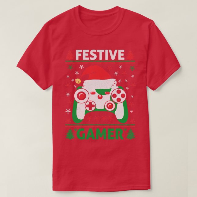 Festive Funny Ugly Sweater Game Controller Santa H (Design Front)