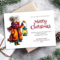 Festive Funny Woman Editable Christmas Greeting