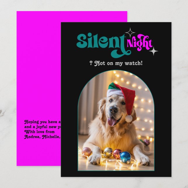 Festive Fusion Funny Retro Pet Dog Christmas Photo Holiday Card (Front/Back)