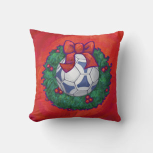 Festive Futbal in Wreath on Red Cushion