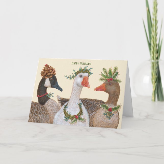 Festive Geese holiday card (Front)