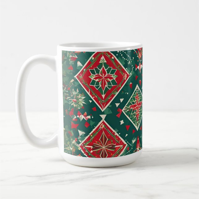 Festive Geometric Christmas Charm Mug (Left)