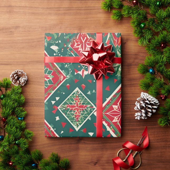 Festive Geometric Christmas Charm Wrapping Paper (Holiday Gift)