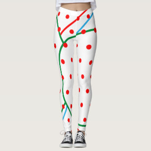 Festive Geometric Red Green Blue Leggings