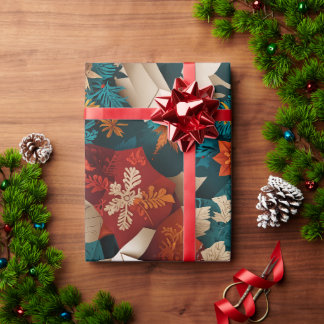 Festive Geometrical Floral Elegance Wrapping Paper