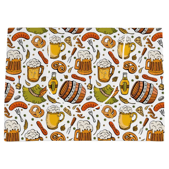 Festive German Oktoberfest Beer and Sausages  Large Gift Bag (Front)