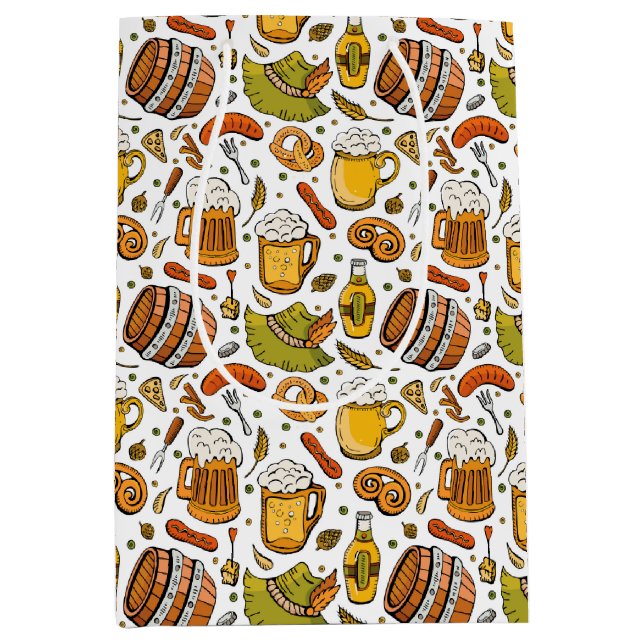 Festive German Oktoberfest Beer and Sausages  Medium Gift Bag (Front)