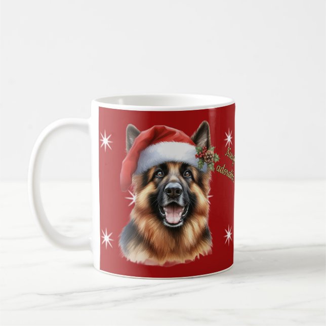 Festive German Shepherd Christmas Mug  (Left)