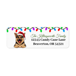 Festive German Shepherd Christmas Return Labels