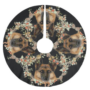 Festive German Shepherd Holiday Brushed Polyester Tree Skirt
