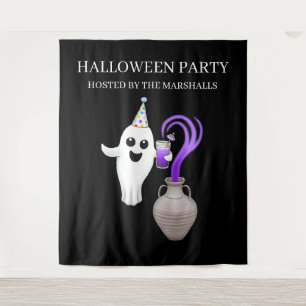 Festive Ghost Celebrating Halloween Tapestry