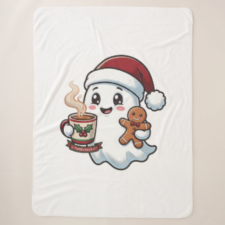 Festive Ghost – Christmas & Halloween Crossover Sherpa Blanket