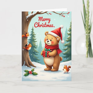 Festive Gift Bear Card