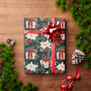 Festive Gift Box Pattern – Red Ribbons Wrapping Paper