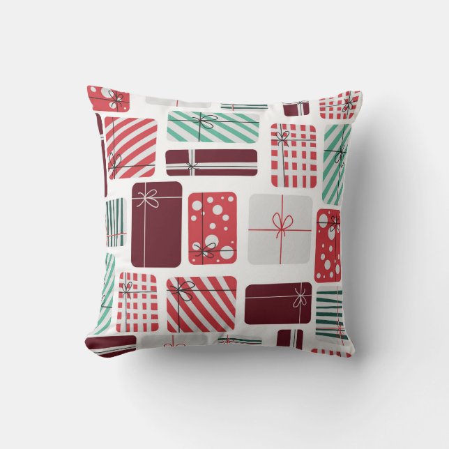 Festive Gift Boxes Seamless Pattern Cushion (Front)