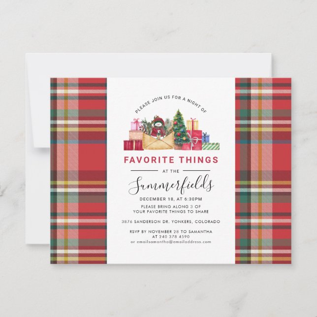 Festive Gift Exchange Favourite Things Party Invitation (Front)