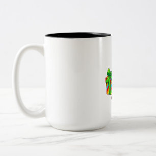Festive Gift Mouse in Santa Hat Two-Tone Coffee Mug