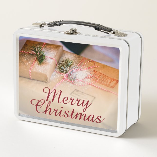 Festive gifts as Christmas motif Metal Lunch Box (Front)