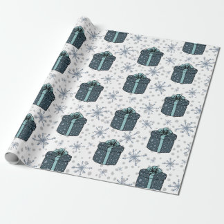Festive Gifts & Snowflakes Christmas  Wrapping Paper