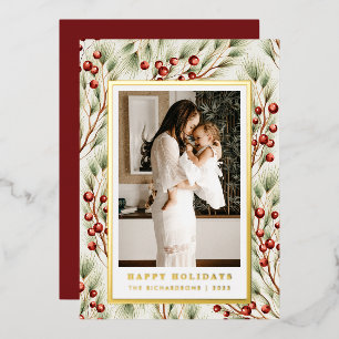 Festive Gilded Border Photo Christmas Card