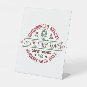 festive gingerbread bakery Christmas Pedestal Sign