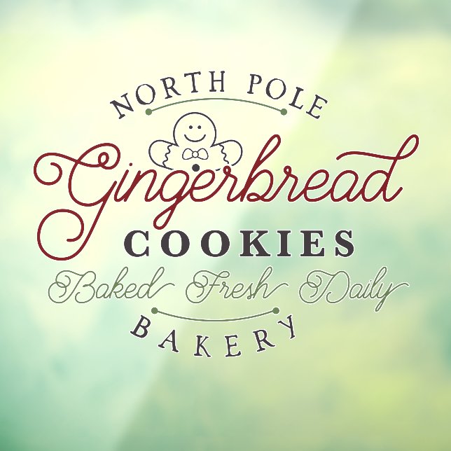 festive gingerbread bakery Christmas word art Window Cling (Sheet 3)