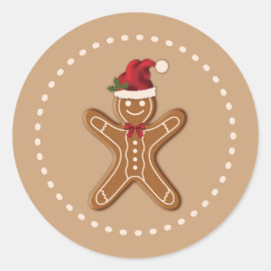 Festive Gingerbread Christmas Cookie Classic Round Sticker