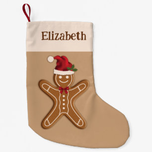 Festive Gingerbread Christmas Cookie & Custom Name Small Christmas Stocking