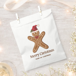 Festive Gingerbread Christmas Cookie With Text Favour Bags