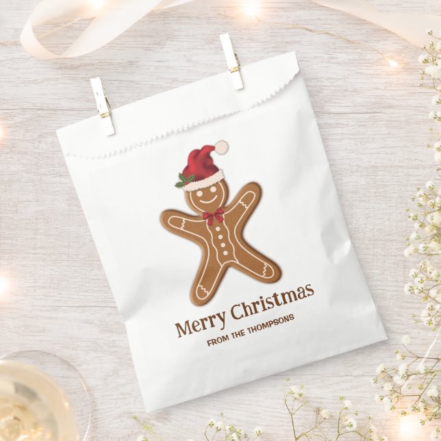 Festive Gingerbread Christmas Cookie With Text Favour Bags (Clipped)