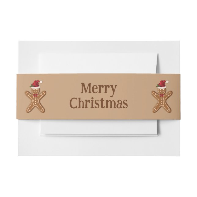 Festive Gingerbread Christmas Cookie With Text Invitation Belly Band (Front Example)