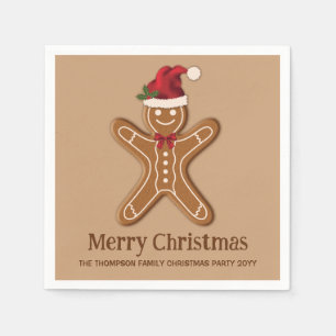 Festive Gingerbread Christmas Cookie With Text Napkin