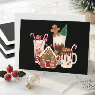 Festive Gingerbread Coffee and Hot Cocoa Christmas Holiday Card