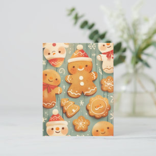 Festive Gingerbread Cookies Holiday Postcard