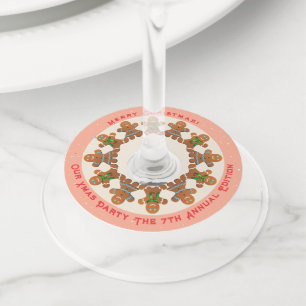 Festive Gingerbread Cookies Wine Glass Tag