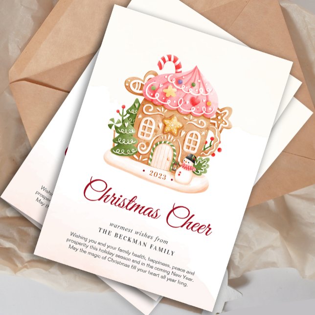 Festive Gingerbread House Christmas Holiday Card (Festive Gingerbread House Christmas Holiday Card)