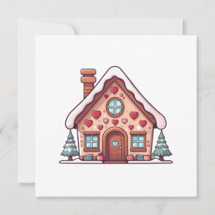 Festive Gingerbread House Illustration Holiday Card