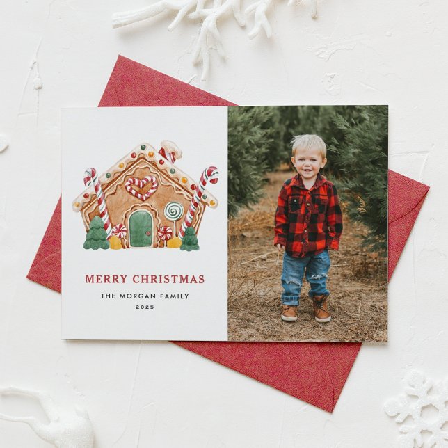 Festive Gingerbread House Photo Christmas Holiday Card (Creator Uploaded)