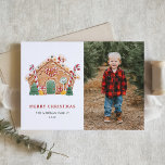Festive Gingerbread House Photo Christmas Holiday Card<br><div class="desc">Merry Christmas | Send holiday greetings to family and friends with this customisable Christmas card. It features a gingerbread house decorated with candy canes,  peppermints,  candies,  and more. Personalise by adding your details. This photo Christmas card is available in other cardstock. Matching items are available.</div>