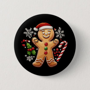 Festive Gingerbread Man Christmas Cookie Illustrat 6 Cm Round Badge