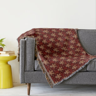 Festive Gingerbread Men Christmas Throw Blanket