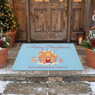 Festive Gingerbread Village Christmas Wonderland Doormat