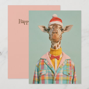 Festive Giraffe in Colourful Holiday Style Card