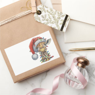 Festive Giraffe Rectangular Sticker
