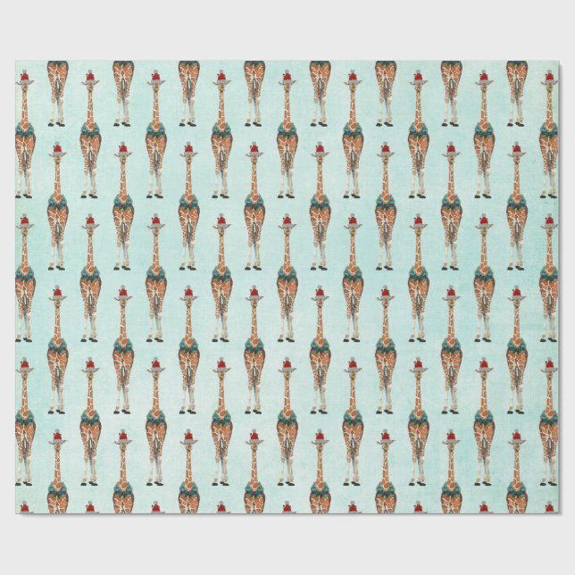 FESTIVE GIRAFFE Wrapping Paper (Flat)