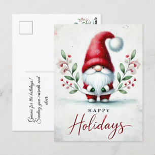 Festive Gnome Greetings. Custom Holiday Card