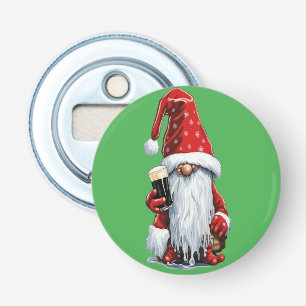 Festive Gnome Holding A Glass Of Irish Dry Stout Bottle Opener